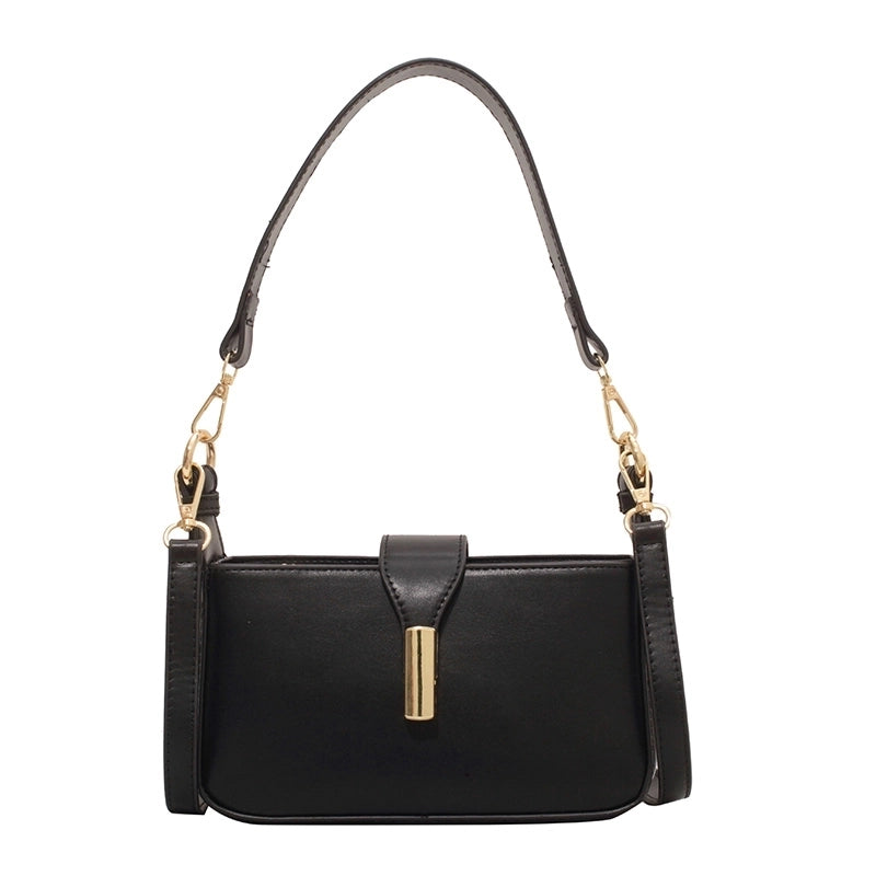 Women's Medium Pu Leather Solid Color Classic Style Streetwear Lock Clasp Shoulder Bag Crossbody Bag