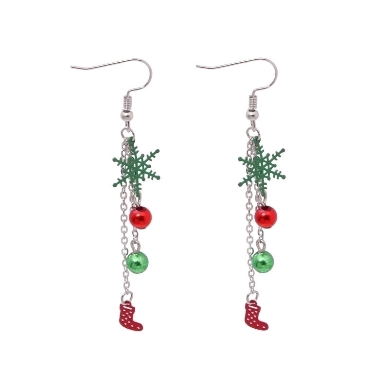 Fashion Santa Claus Christmas Socks Bell Epoxy Alloy Earrings