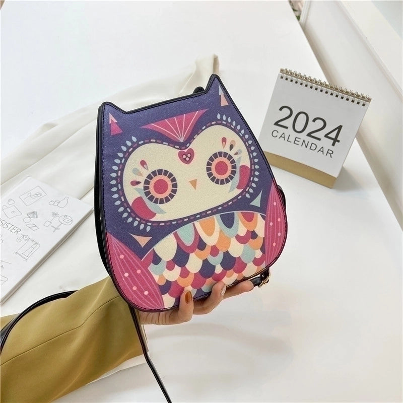Women's Small Pu Leather Animal Color Block Streetwear Zipper Shoulder Bag