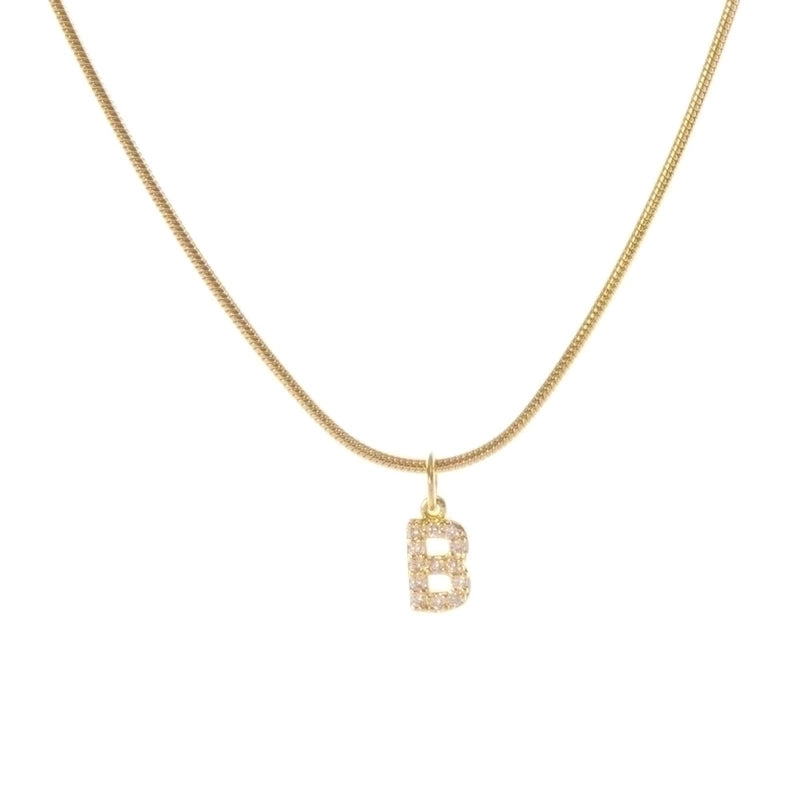 Fashion Letter Titanium Steel Plating Zircon Pendant Necklace