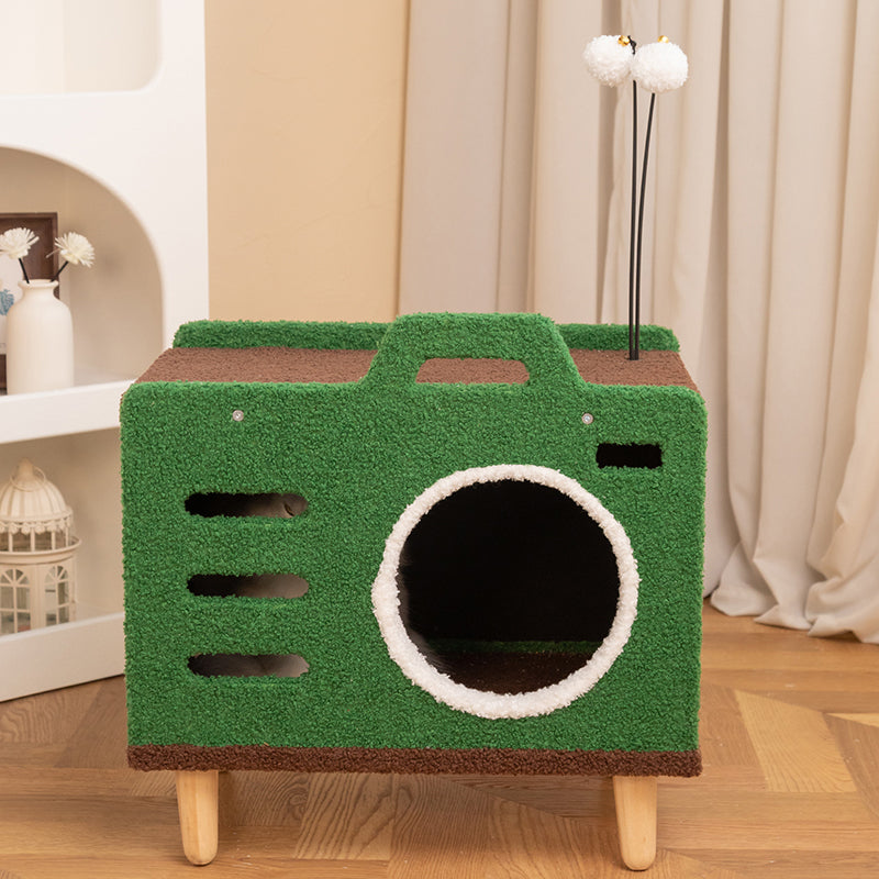 Cozy Green Radio Cat Bed