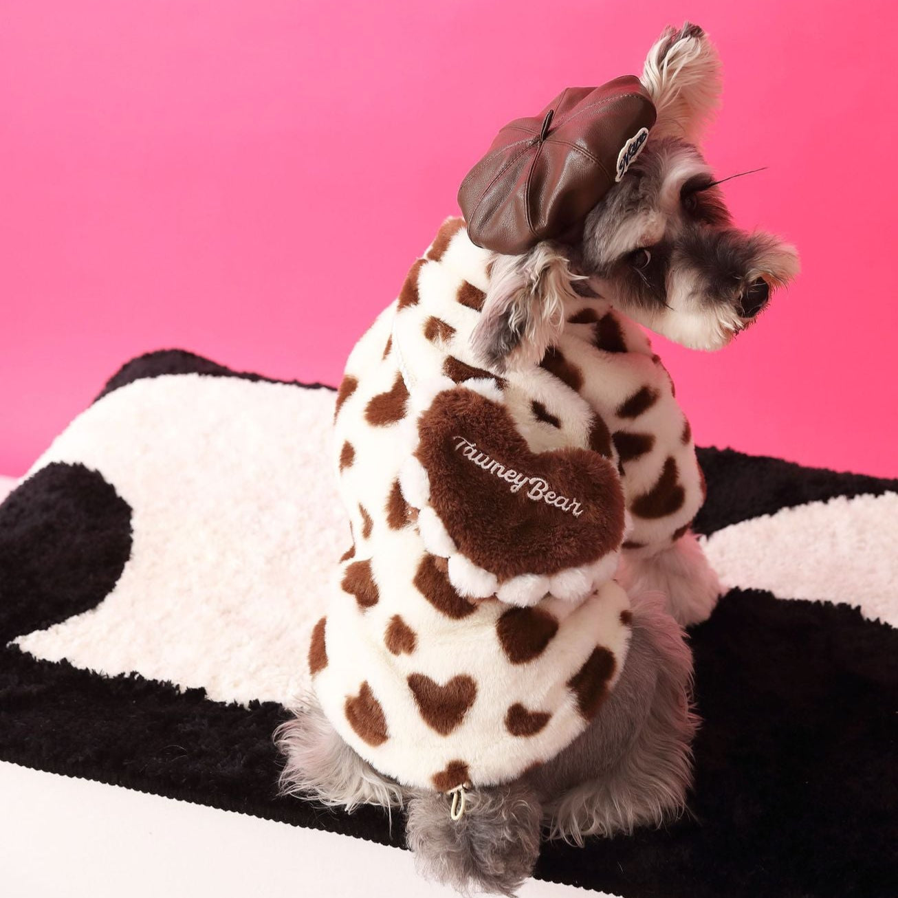 Fleece Sweet Heart Pattern Dog Cat Jacket&Bag