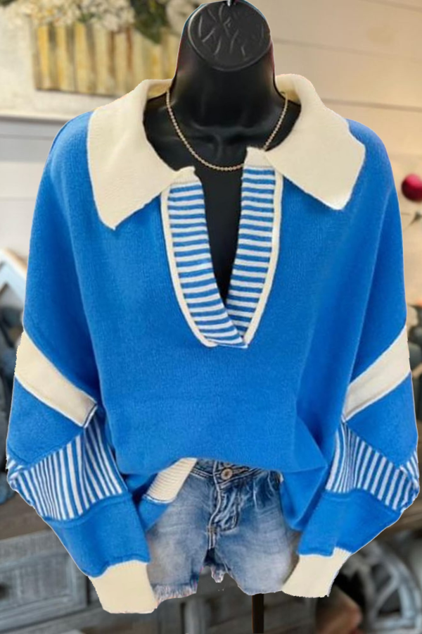 Patchwork Stylish Striped Sweatshirt