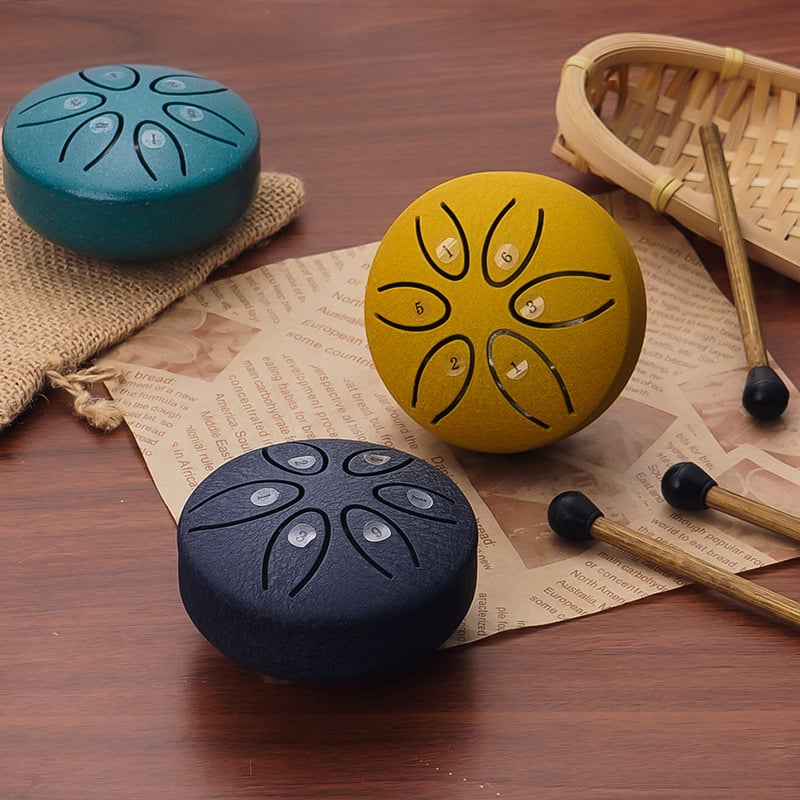 🔥🎁BUDDHA STONES MINI STEEL TONGUE DRUM 3 INCH SOUND HEALING DRUM KIT