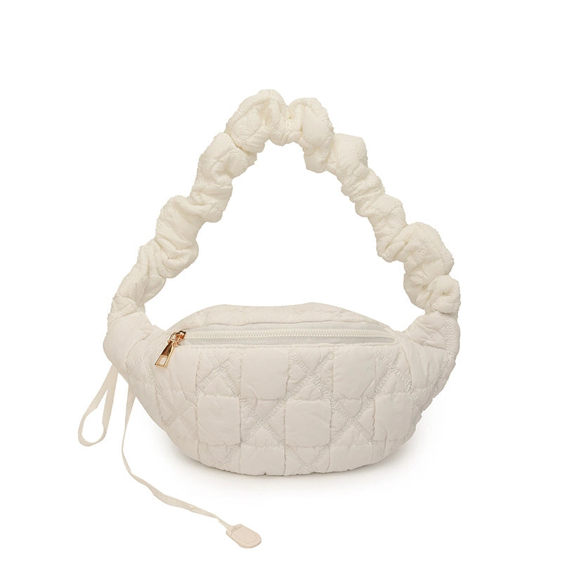 Women's Pu Leather Solid Color Basic Classic Style Cloud Shape Zipper Fanny Pack