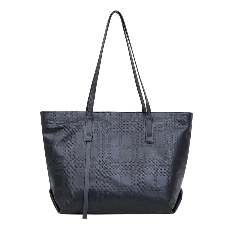 Women's Pu Leather Solid Color Streetwear Square Zipper Tote Bag
