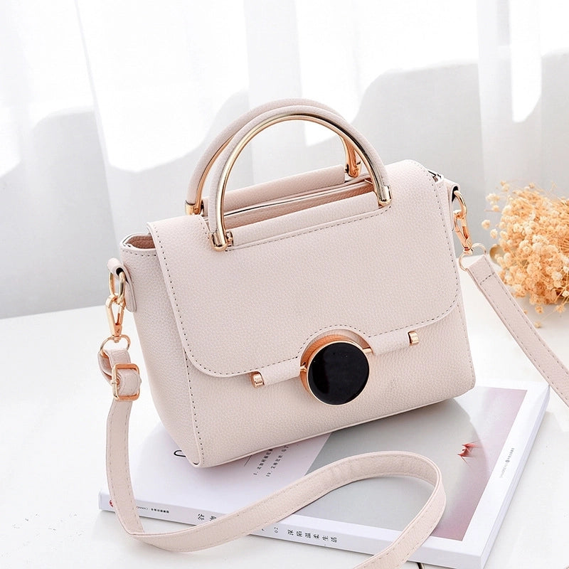 Women's Medium Pu Leather Solid Color Fashion Square Flip Cover Shoulder Bag Crossbody Bag