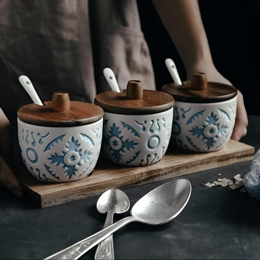 Ceramic Spice Jars Set