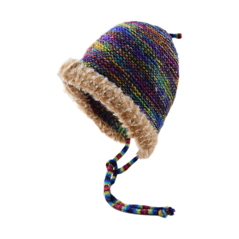 Women's Retro Sweet Color Block Eaveless Wool Cap