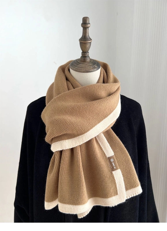 White Color Scarf Winter New Sense Of Knitted Wool Scarf Small Design Boys And Girls