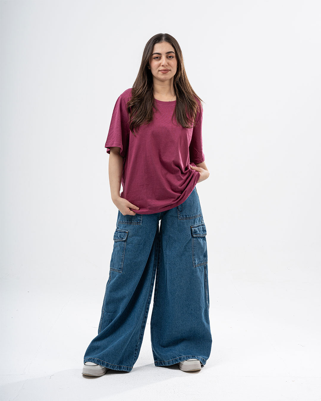 Plain Half-Slevees Women T-Shirt