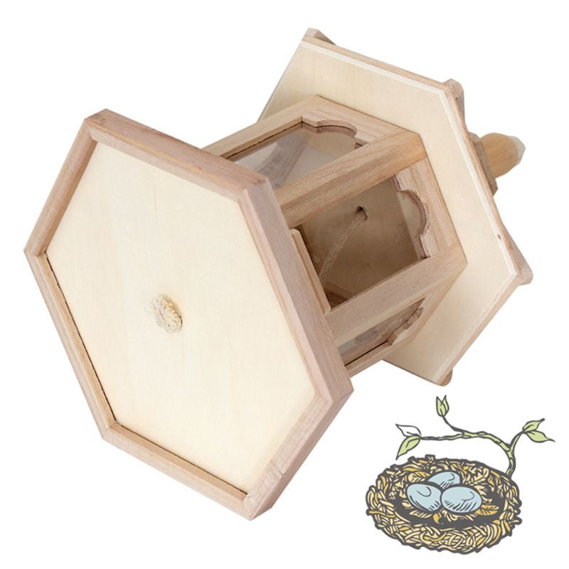 1000ml Hanging Feed Dispenser In Wooden For Birds