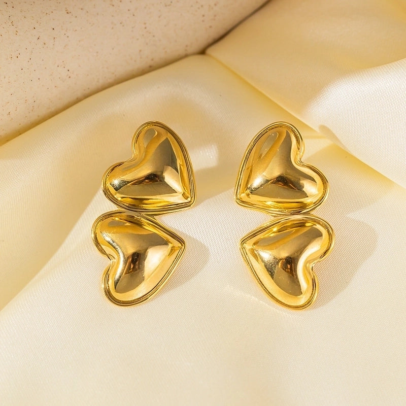 1 Pair Basic Minimalist Irregular Heart Shape Plating Titanium Steel Ear Studs