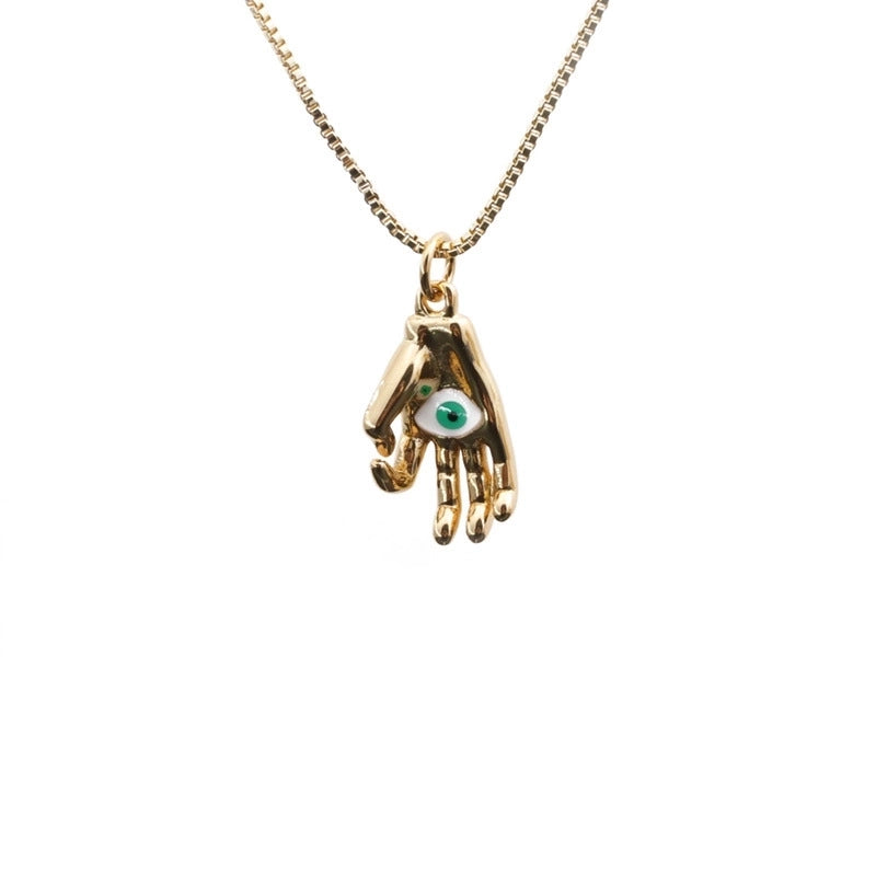 Retro Copper Gold  Plated Palm Necklace