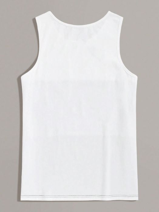 MEN COLOUR-BLOCK POCKET PATCH TANK TOP