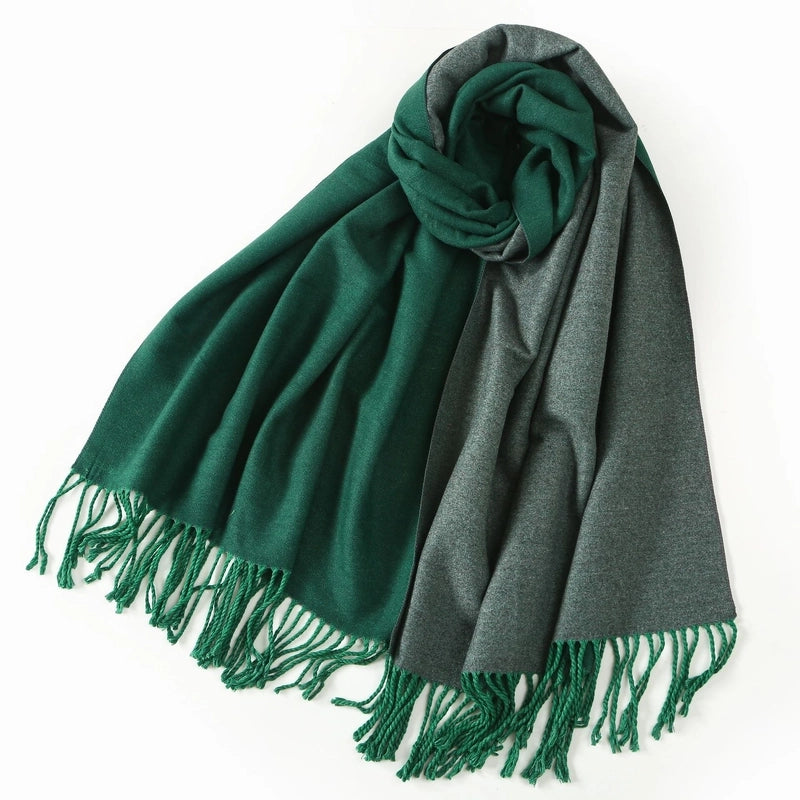 Women's Elegant Minimalist Color Block Imitation Dehaired Angora Tassel Scarf