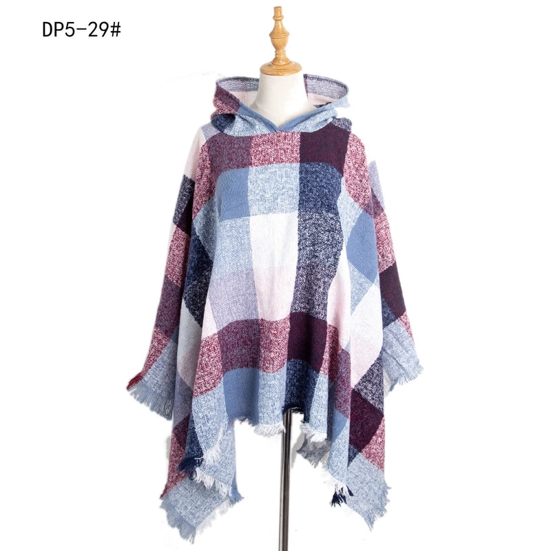 Women's Streetwear Plaid Polyester Tassel Shawl
