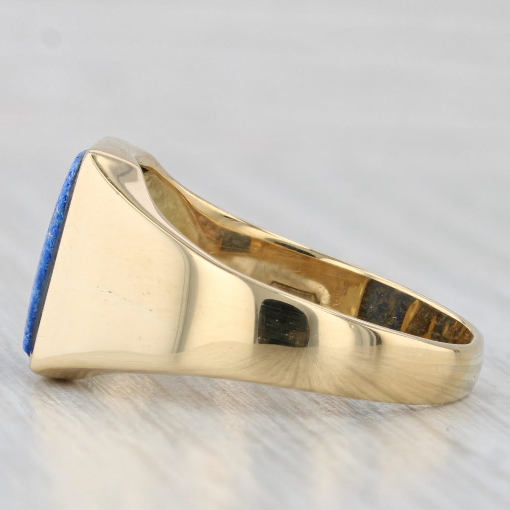 Blue Sodalite Signet Ring 18k Yellow Gold Size 11.25