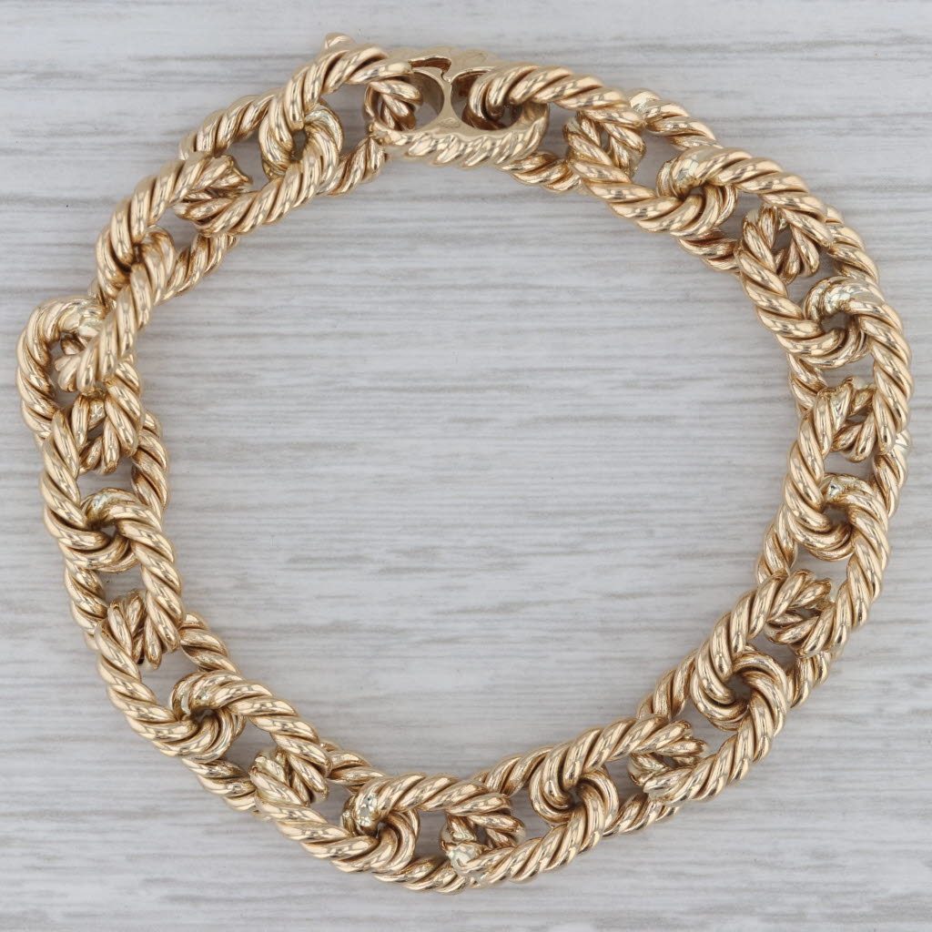 7.5 Rope Link Cable Chain Bracelet 14k Yellow Gold 11.5mm
