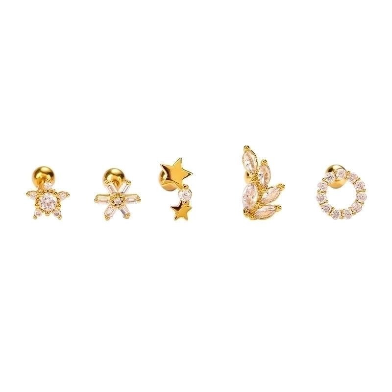 Fashion Star Heart Shape Stainless Steel Copper Plating Inlay Zircon Ear Studs 1 Piece