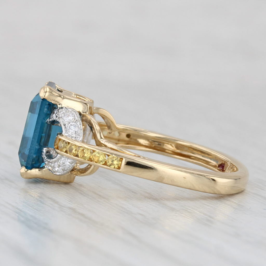 Krementz 3.76ctw Lab Created Blue Spinel Diamond Sapphire Ring 18k Gold Sz 6.75