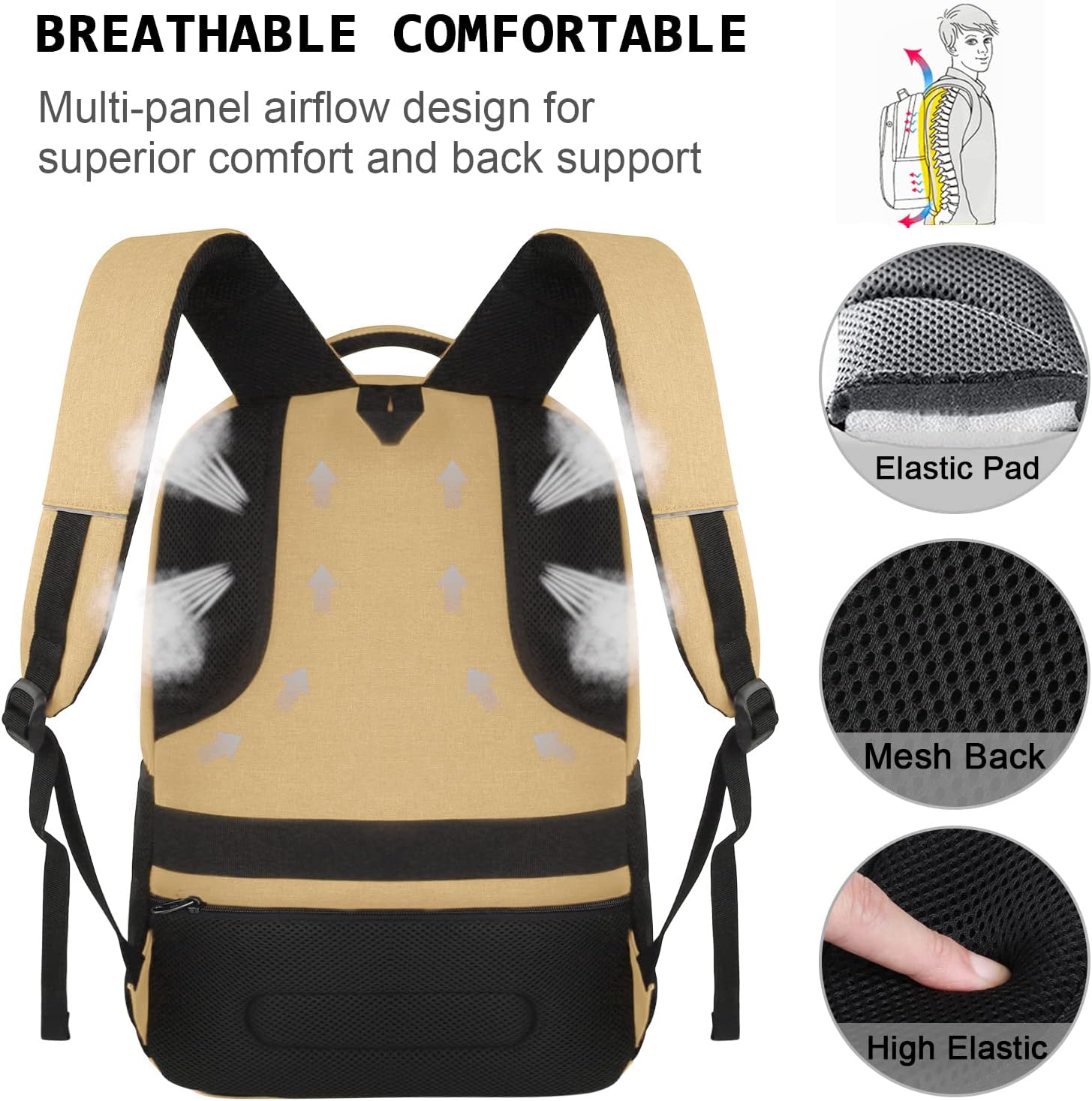 Laptop Backpack,Business Travel Anti Theft Slim Durable Laptops Backpack with USB Charging Port,Water Resistant College Computer Bag for Women & Men Fits 15.6 Inch Laptop and Notebook - Black