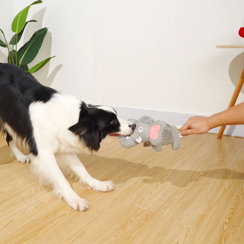 Pet Toy Cartoon Elephant Animal Shape Airbag Sound Interactive Plush Dog Dog Toy Multi-function