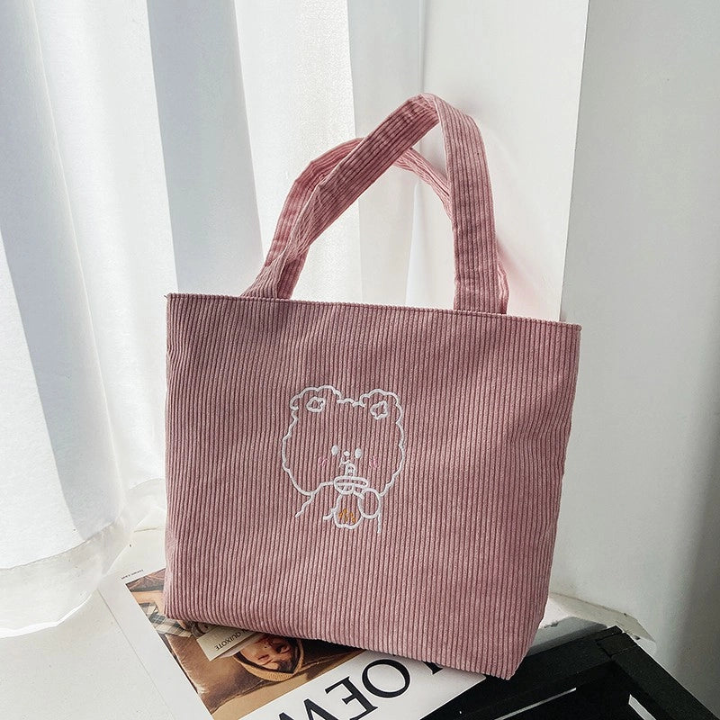 Women's Large Nylon Cartoon Bear Cute Square Open Shoulder Bag