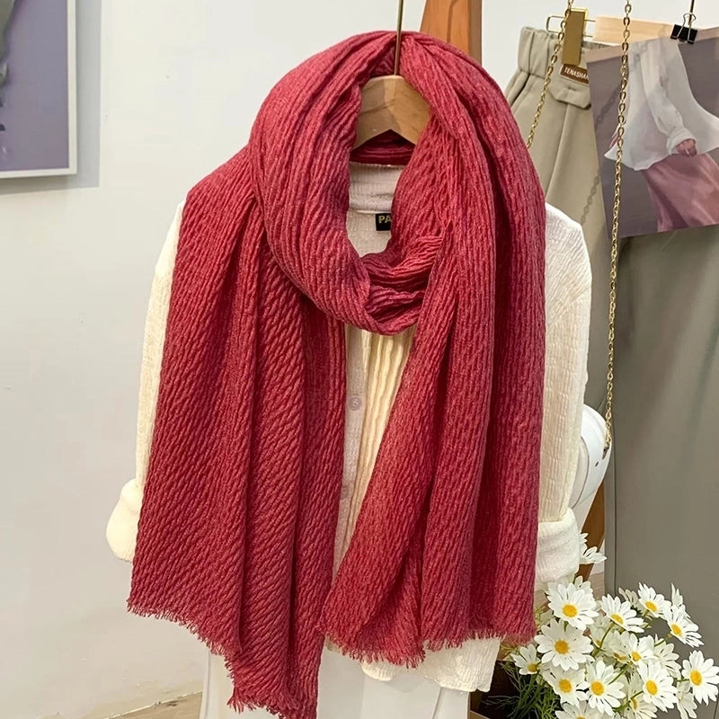 Women's Minimalist Solid Color Cotton And Linen Scarf