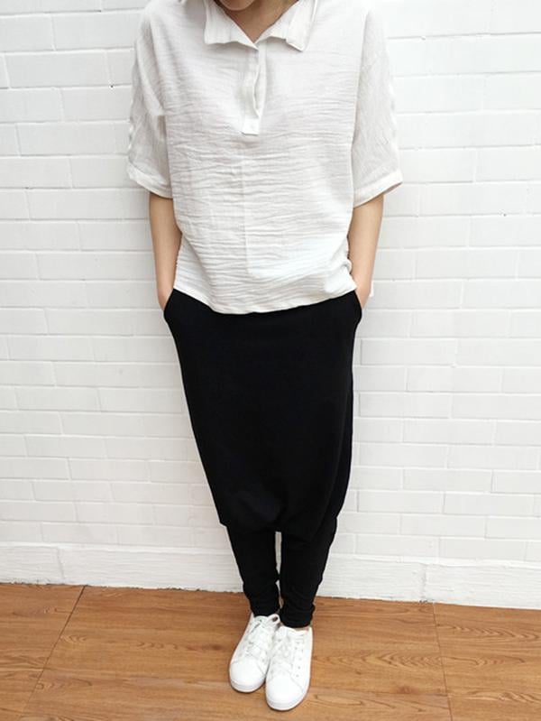 Solid Color Loose Harem Pants