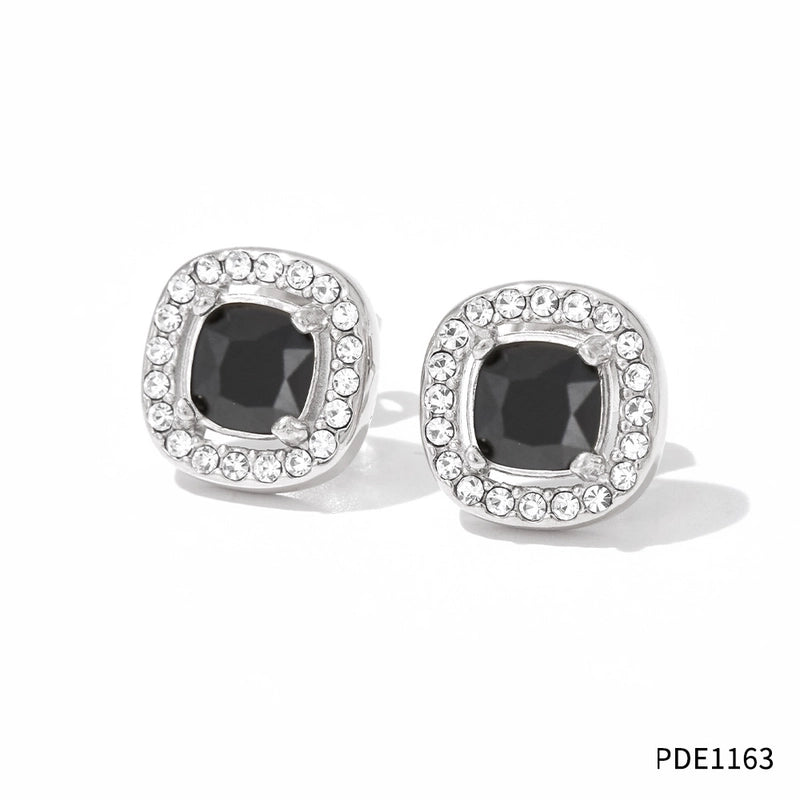 304 Stainless Steel Titanium Steel 16K Gold Plated White Gold Plated Gold Plated Classic Style Plating Inlay Square Zircon Bracelets Earrings Necklace