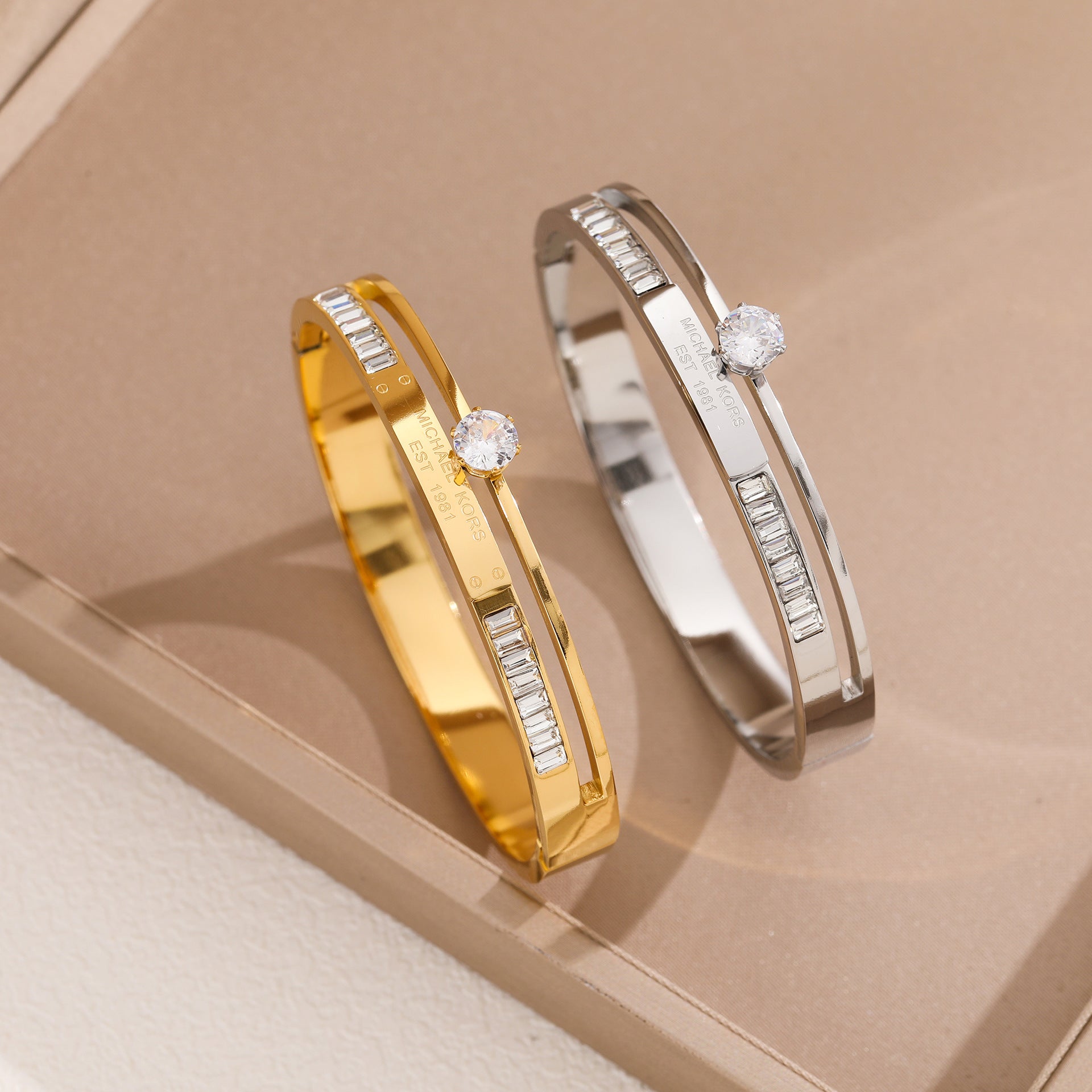 Star Titanium Steel 18K Gold Plated Bangles