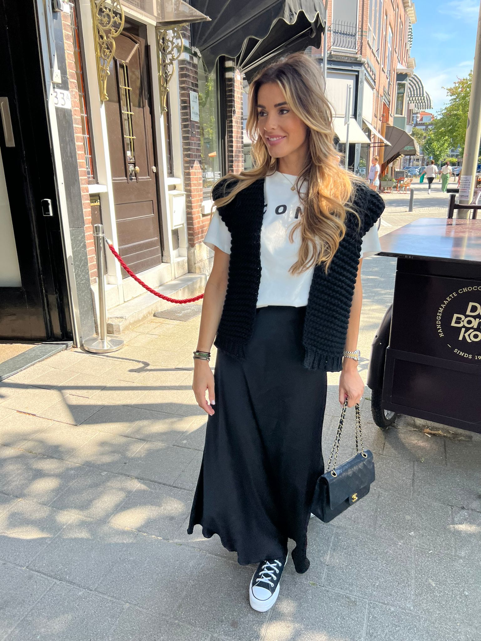 Silky maxi skirt black