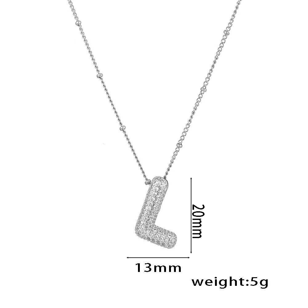 New Micro-Inlaid Zircon 26 Letter Pendant Necklace Copper Plated 18K Gold Fashionable And Classic