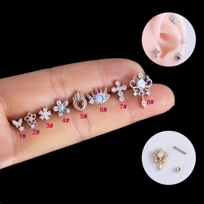 1 Piece Ear Cartilage Rings & Studs Fashion Heart Shape 316L Stainless Steel  Copper Plating Inlay Zircon