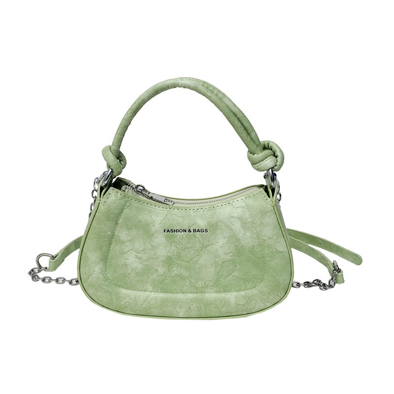 Women's Small Pu Leather Solid Color Basic Pillow Shape Zipper Handbag