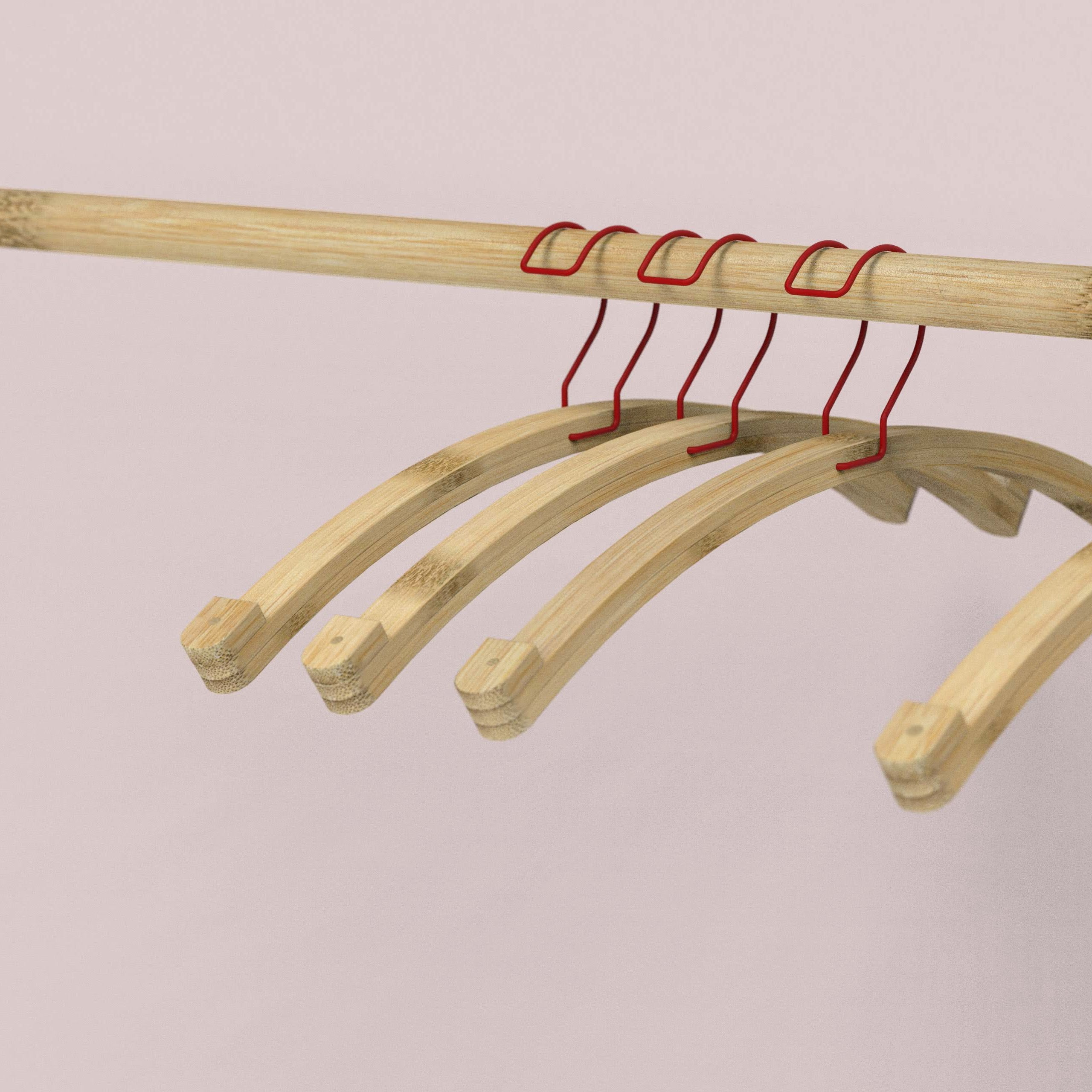 Hangers: Minimalistic Organic Bamboo Hanger with Sturdiness [Set of 3]