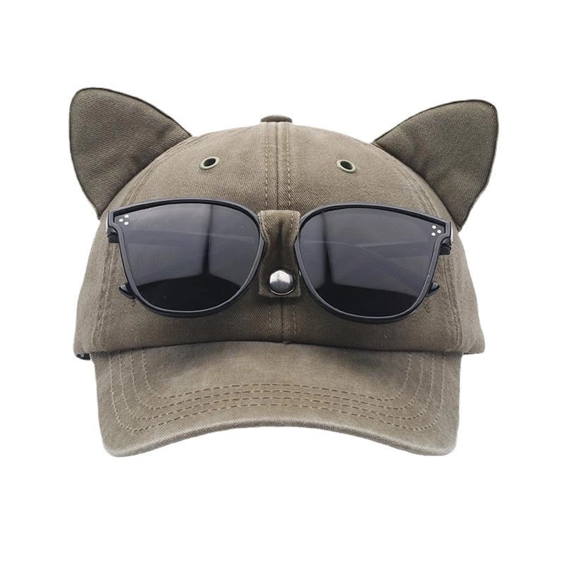 Unisex Cute Sweet Korean Style Geometric Cat Curved Eaves Baseball Cap