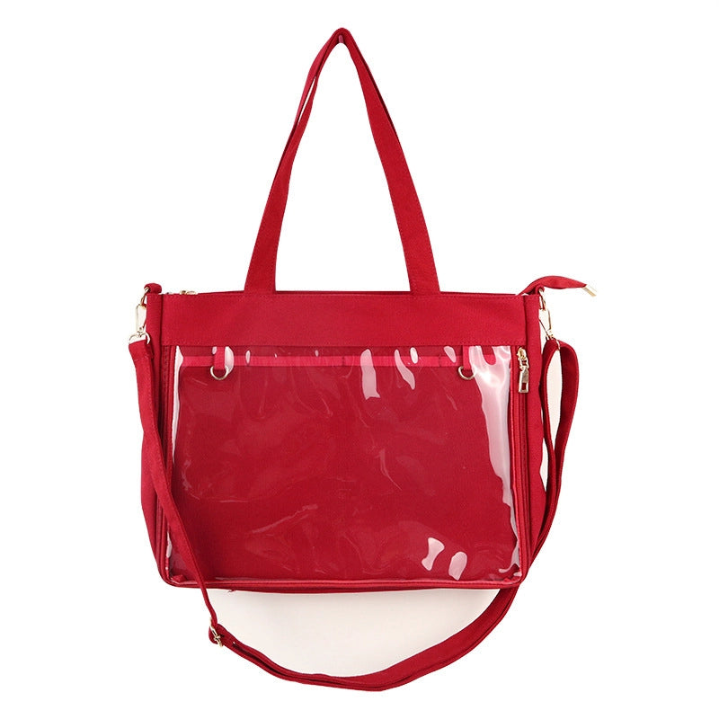 Women's Medium PVC Solid Color Classic Style Square Zipper Shoulder Bag