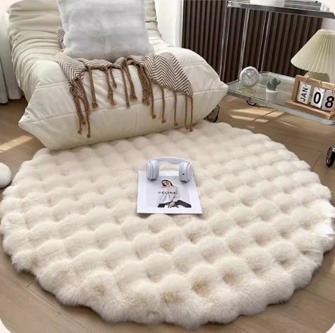 High Quality Rabbit Plush Floor Mat, Bedroom Bedside Blanket, Bubble Fleece Bay Window Mat, Sofa Blanket Living Room Carpet