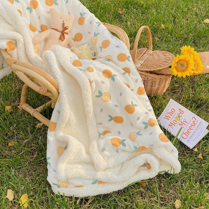 Halloween Cute Animal Pumpkin Fruit Fleece Blanket Bedding