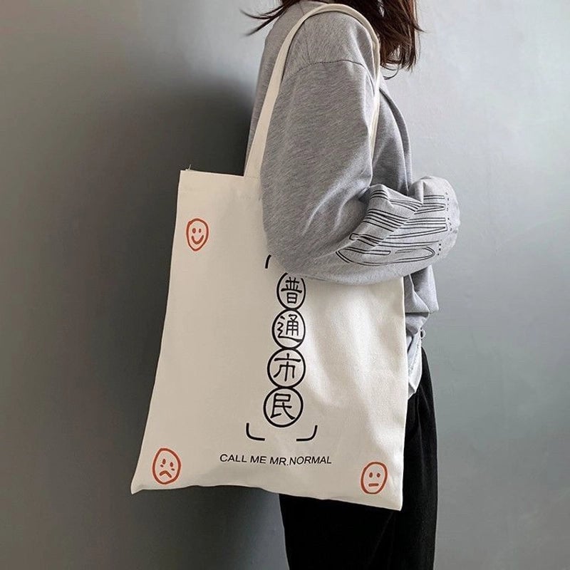 Unisex Canvas Fruit Streetwear Square Open Canvas Bag