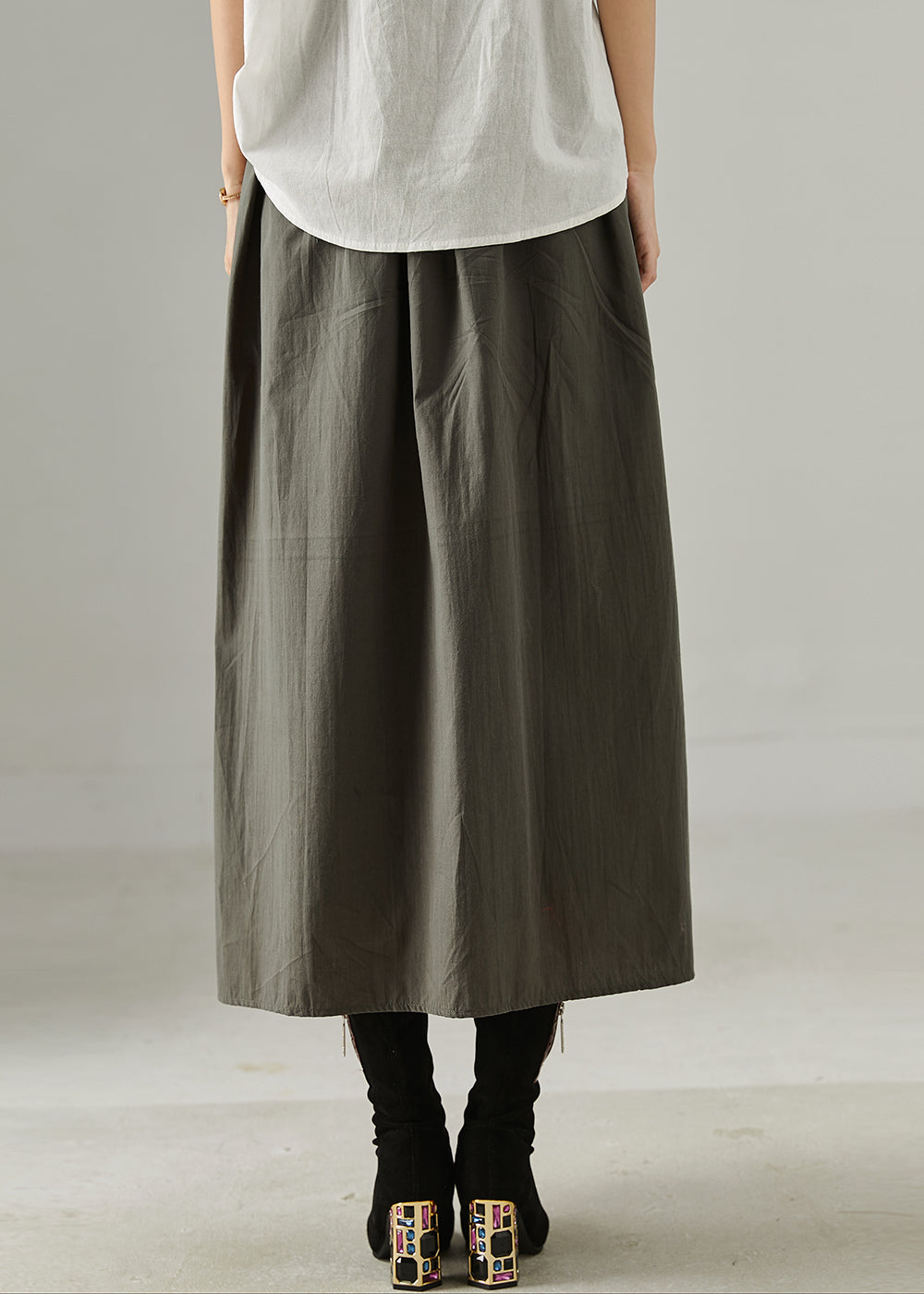 Casual Red Elastic Waist Patchwork Cotton Skirts Spring