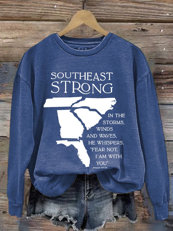 Women's Southeast Strong Hurricane Helene Print Round Neck Sweatshirt