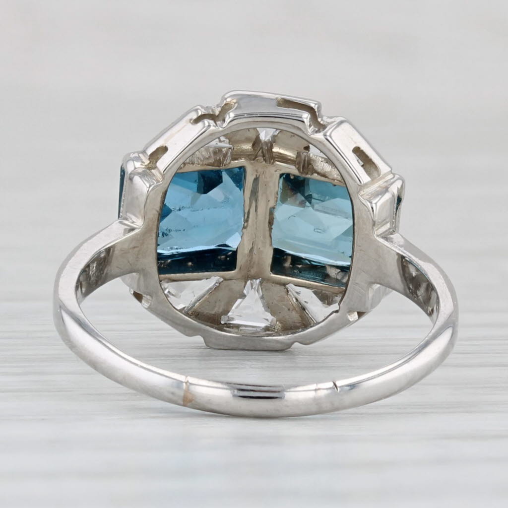Vintage 3.10ctw Lab Created Blue Spinel white Sapphire Ring 14k Gold Size 5.5