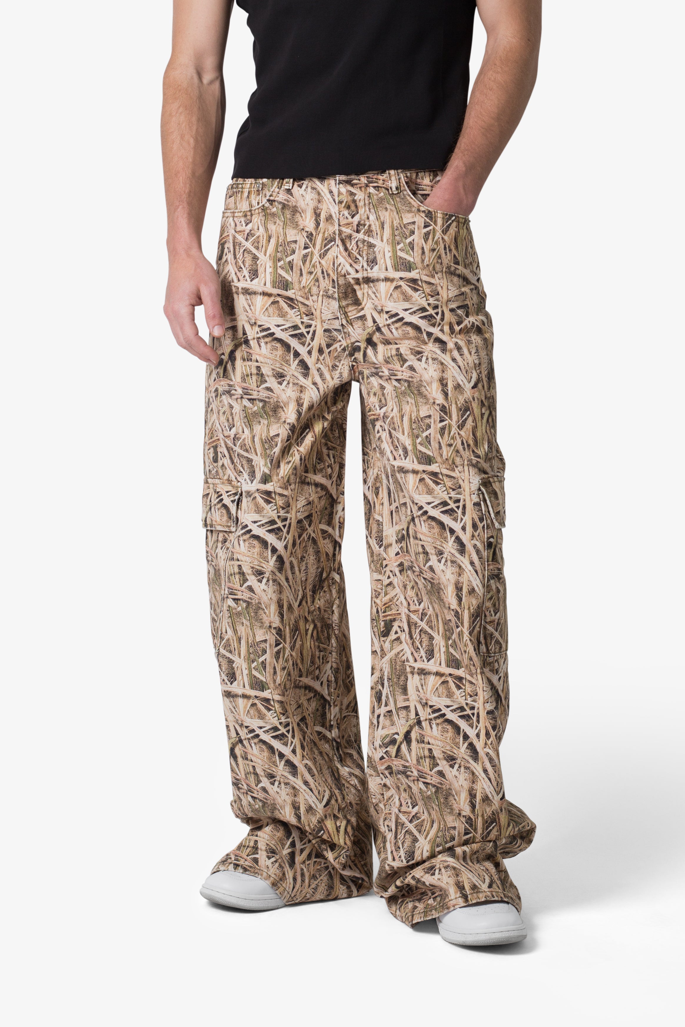 Void Baggy Cargo Denim - Grass Camo