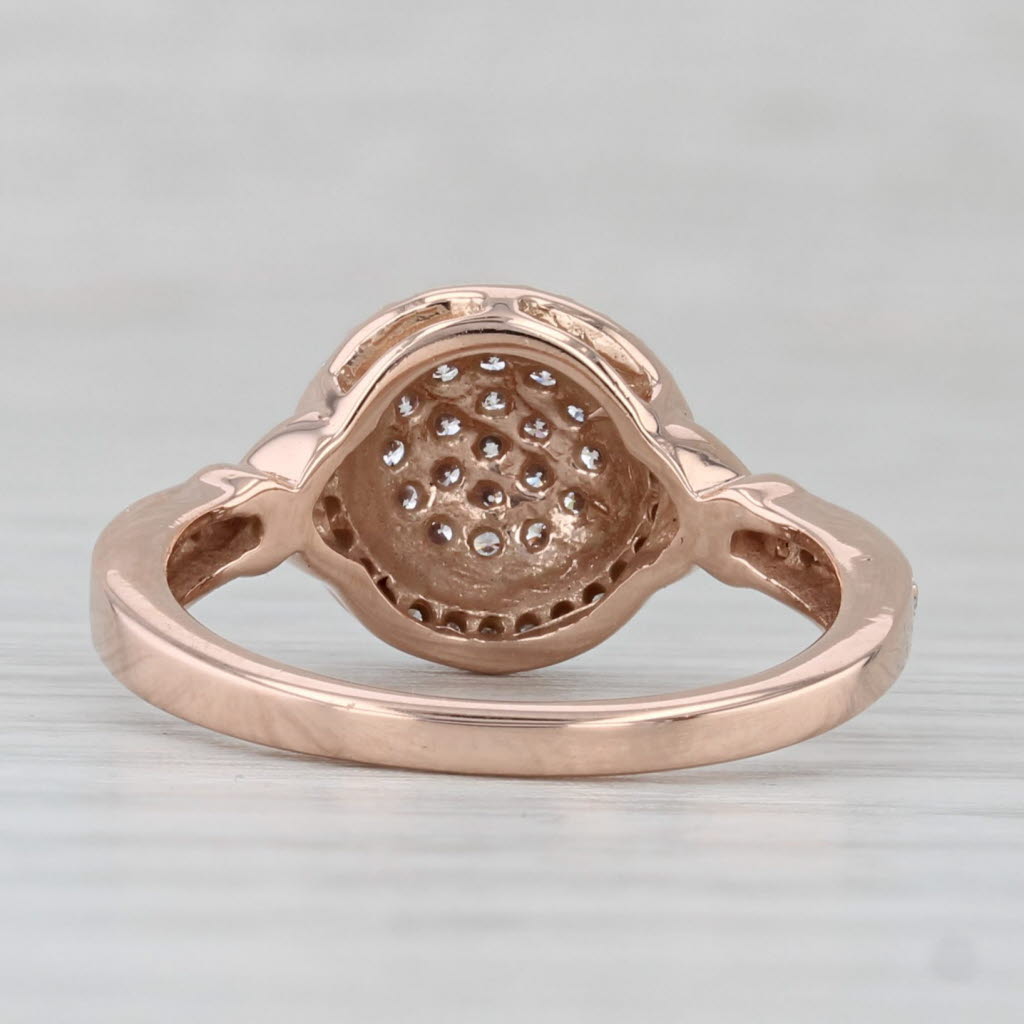 0.20ctw Diamond Cluster Halo Engagement Ring 10k Rose Gold Size 6