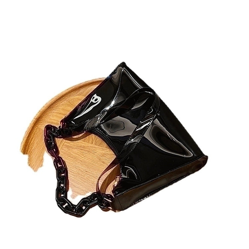 Women's Small Pvc Solid Color Streetwear Square Zipper Shoulder Bag Crossbody Bag Underarm Bag