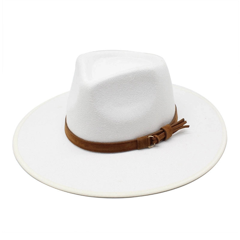 Style Felt Hat Big Brim Woolen Bowler Hat Autumn And Winter Water Drop Top Covered Men And Women Jazz Hat