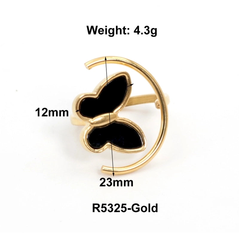 Vintage Style Classic Style Geometric Heart Shape Butterfly Titanium Steel Plating Rings
